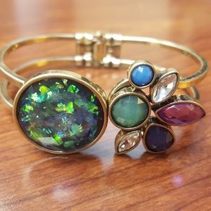 Open adjusting bracelet multi gem